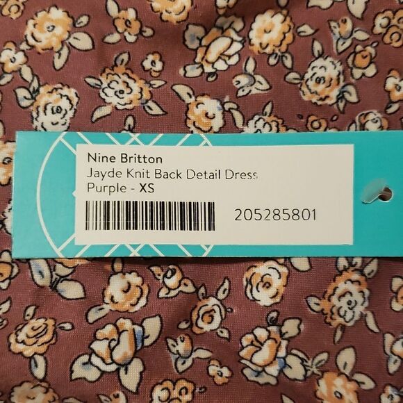 𝅺Stitch‎ Fix | Nine Britton Jayde Knit Back Floral Detail Purple Dress Size XS - Picture 5 of 7